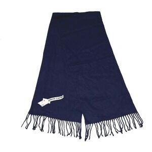 New Vtg Pierre Cardin Scarf Unisex Navy Blue NEW Cashmere Finish Acrylic Fringe